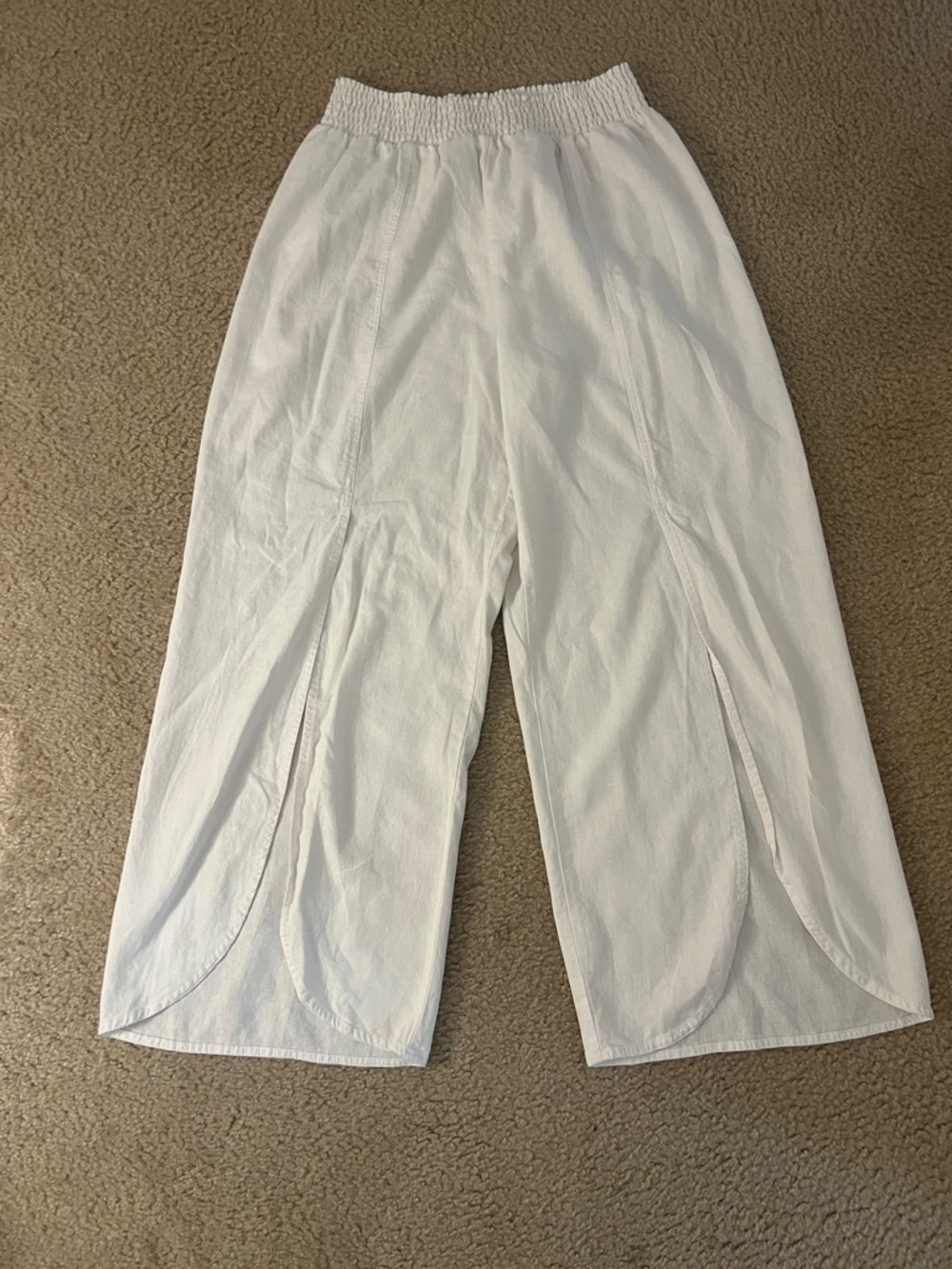 White Cropped Wide-Leg Ankle Pants